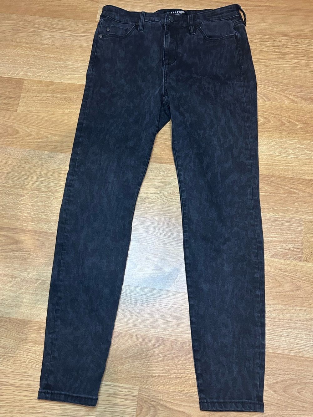 Liverpool Black Skinny Jeans with Subtle Washed Texture
